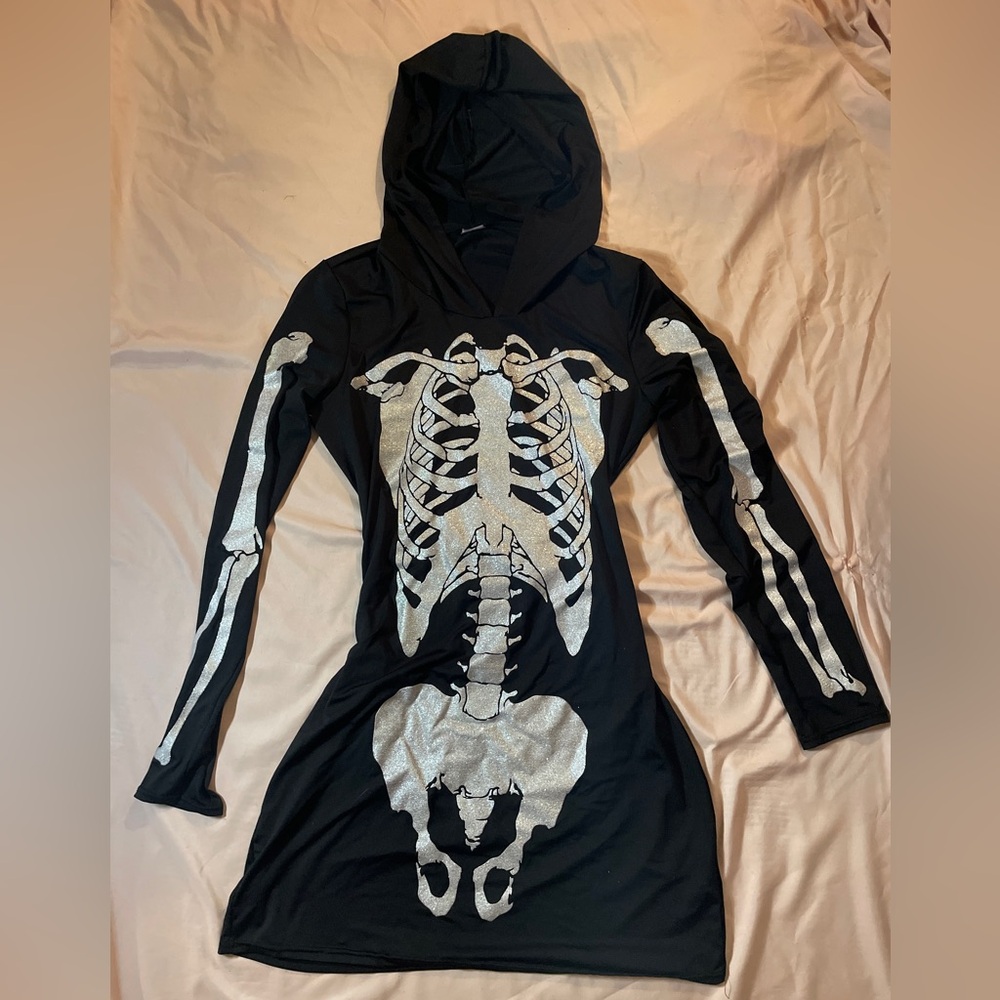 Spirit bedazzled skeleton hooded dress